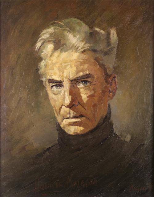 Porträt von Herbert von Karajan / Walter Muth: Öl auf Leinwand, 1974