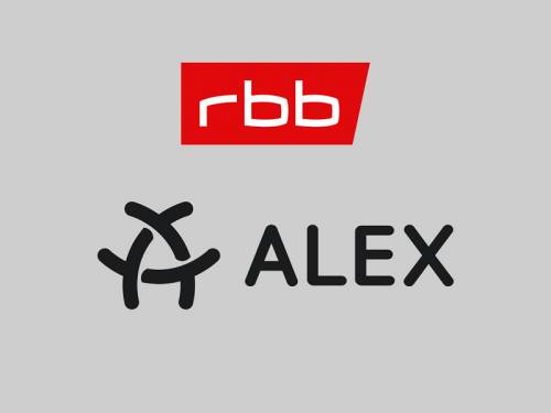 Die Logos vom rbb und Alex TV